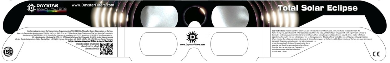 TOTAL SOLAR ECLIPSE style Eclipse Solar Glasses